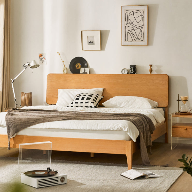 41.33 "長方形のヘッドボード付き自然の高さの固体木材標準ベッド