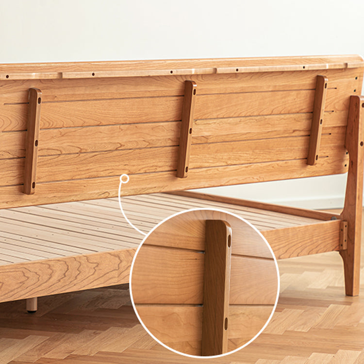 41.33 "長方形のヘッドボード付き自然の高さの固体木材標準ベッド