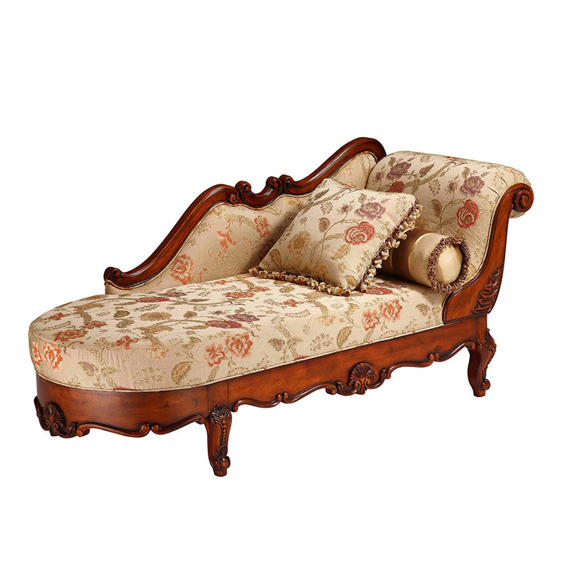Traditional Floral Chaise Lounge Couch Bedroom Living Room Chaise with Rolled Arms Right-Arm Chaise Clearhalo 'Chairs & Seating' 'Chaise Lounge' 'chaise_lounge' 'furn' 'furn_chaise_lounge' 'Furniture' 'Living Room Furniture' 7822414