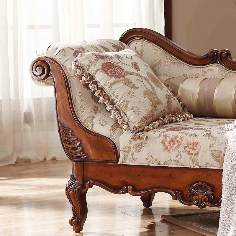 Traditional Floral Chaise Lounge Couch Bedroom Living Room Chaise with Rolled Arms Clearhalo 'Chairs & Seating' 'Chaise Lounge' 'chaise_lounge' 'furn' 'furn_chaise_lounge' 'Furniture' 'Living Room Furniture' 7822420