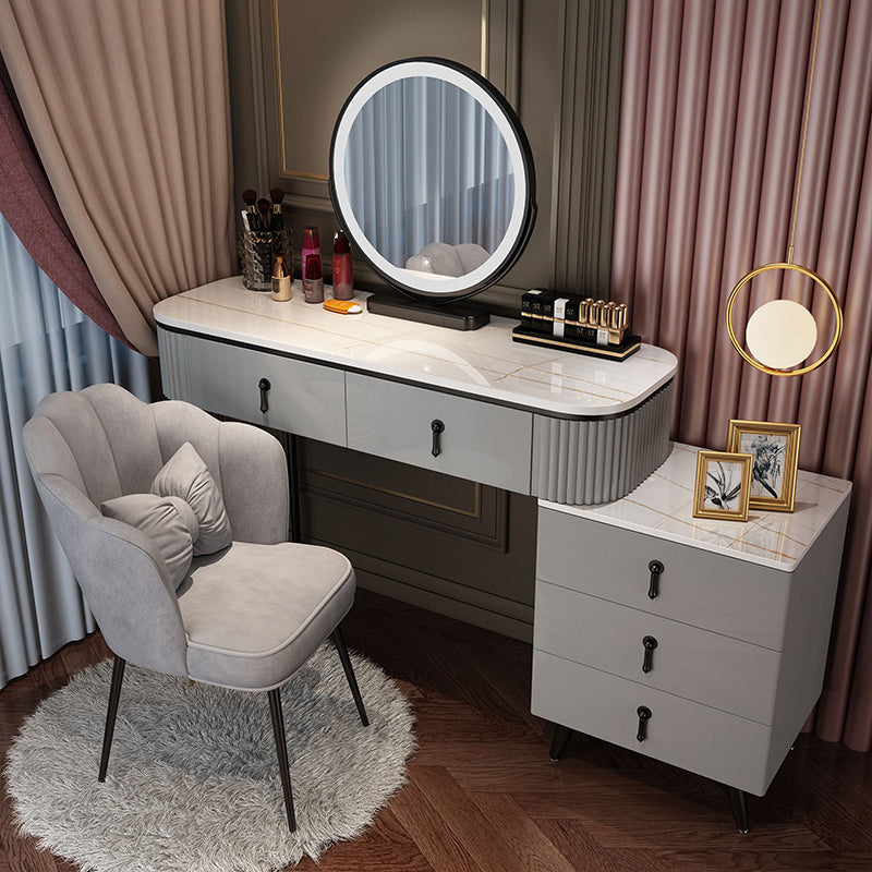 Bedroom Lighted Mirror With Drawer Wooden Glam Make-up Vanity Clearhalo 'Bedroom Furniture' 'furn' 'furn_makeup_vanities' 'Furniture' 'Makeup Vanities' 'makeup_vanities' 7822424