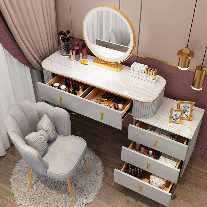 Bedroom Lighted Mirror With Drawer Wooden Glam Make-up Vanity Clearhalo 'Bedroom Furniture' 'furn' 'furn_makeup_vanities' 'Furniture' 'Makeup Vanities' 'makeup_vanities' 7822426