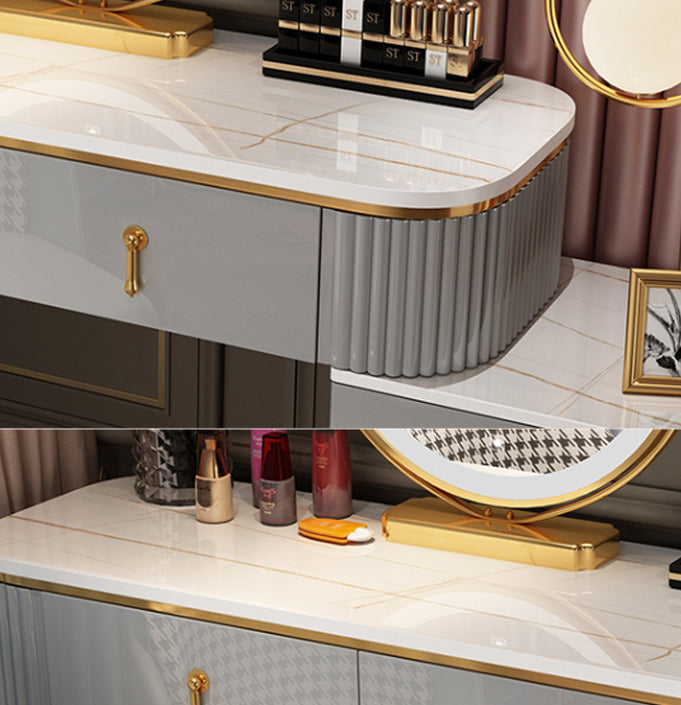 Bedroom Lighted Mirror With Drawer Wooden Glam Make-up Vanity Clearhalo 'Bedroom Furniture' 'furn' 'furn_makeup_vanities' 'Furniture' 'Makeup Vanities' 'makeup_vanities' 7822437