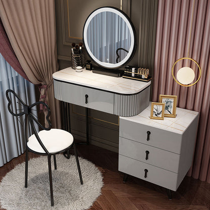 Bedroom Lighted Mirror With Drawer Wooden Glam Make-up Vanity Makeup Vanity& Mirror & Butterfly Chair 31"L x 16"W x 30"H White-Black Clearhalo 'Bedroom Furniture' 'furn' 'furn_makeup_vanities' 'Furniture' 'Makeup Vanities' 'makeup_vanities' 7822442