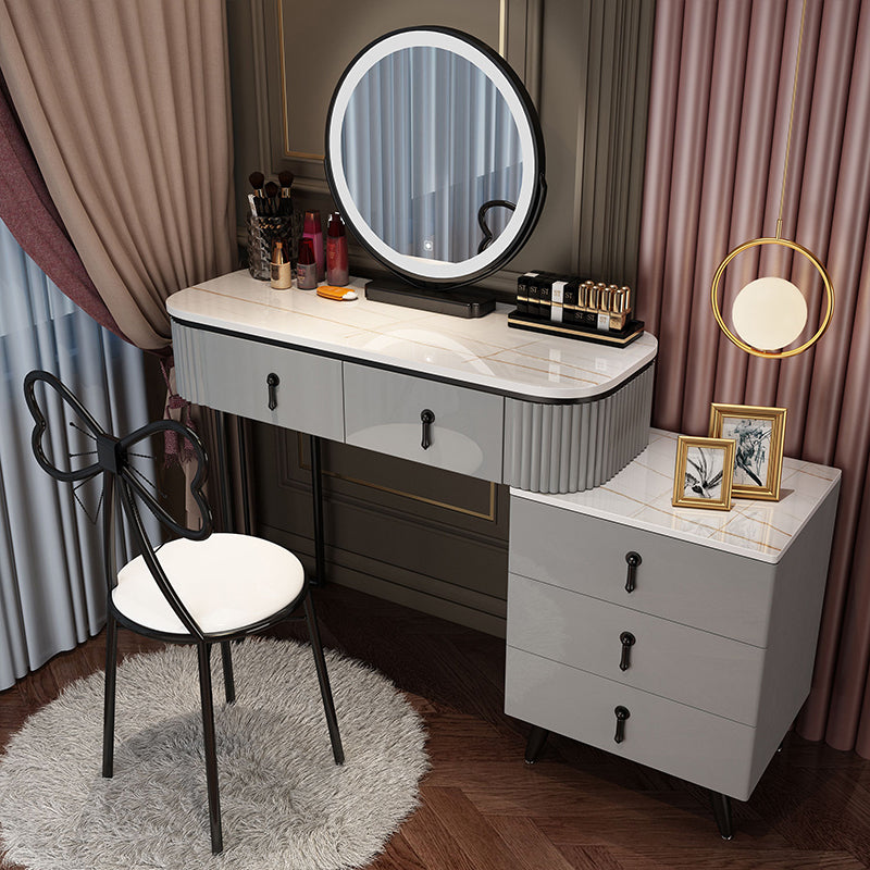 Bedroom Lighted Mirror With Drawer Wooden Glam Make-up Vanity Makeup Vanity& Mirror & Butterfly Chair 39.4"L x 15.7"W x 29.5"H White-Black Clearhalo 'Bedroom Furniture' 'furn' 'furn_makeup_vanities' 'Furniture' 'Makeup Vanities' 'makeup_vanities' 7822444