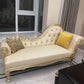 Faux Leather Upholstered Tufted Chaise Lounge Chair in Beige and Gold Clearhalo 'Chairs & Seating' 'Chaise Lounge' 'chaise_lounge' 'furn' 'furn_chaise_lounge' 'Furniture' 'Living Room Furniture' 7822462