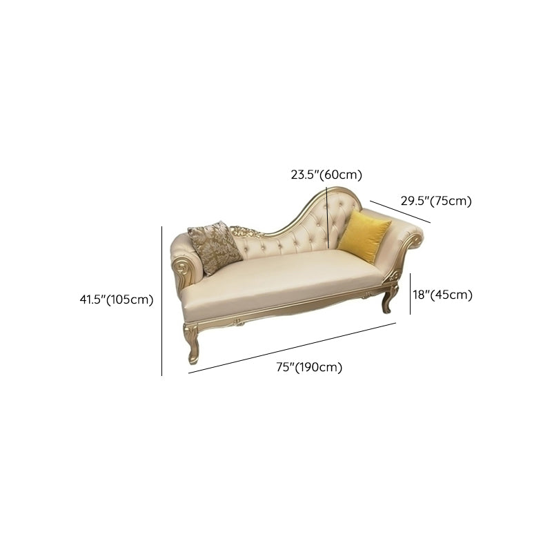 Faux Leather Upholstered Tufted Chaise Lounge Chair in Beige and Gold Clearhalo 'Chairs & Seating' 'Chaise Lounge' 'chaise_lounge' 'furn' 'furn_chaise_lounge' 'Furniture' 'Living Room Furniture' 7822465