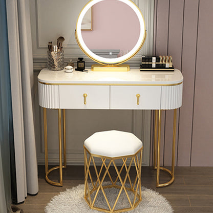 Glam With Drawer Lighted Mirror Bedroom Wooden Dressing Table