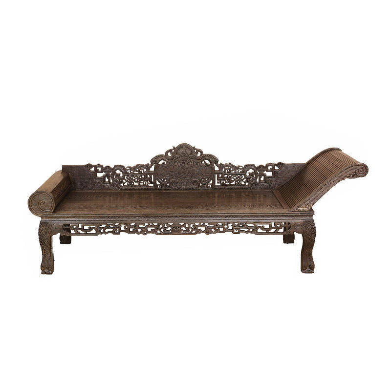 Traditional Espresso Solid Wood Chaise Lounge Couch with Round Arms Right-Arm Chaise Clearhalo 'Chairs & Seating' 'Chaise Lounge' 'chaise_lounge' 'furn' 'furn_chaise_lounge' 'Furniture' 'Living Room Furniture' 7822514