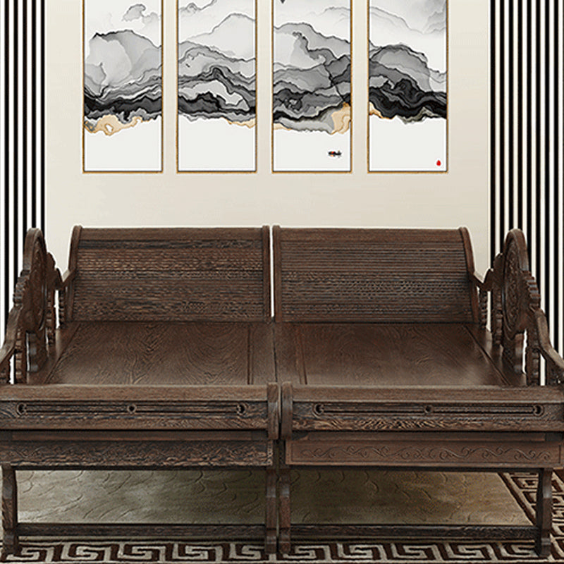 Traditional Espresso Solid Wood Chaise Lounge Couch with Round Arms Clearhalo 'Chairs & Seating' 'Chaise Lounge' 'chaise_lounge' 'furn' 'furn_chaise_lounge' 'Furniture' 'Living Room Furniture' 7822515