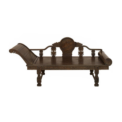 Traditional Espresso Solid Wood Chaise Lounge Couch with Round Arms Left-Arm Chaise Clearhalo 'Chairs & Seating' 'Chaise Lounge' 'chaise_lounge' 'furn' 'furn_chaise_lounge' 'Furniture' 'Living Room Furniture' 7822516