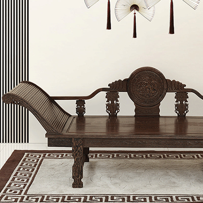 Traditional Espresso Solid Wood Chaise Lounge Couch with Round Arms Clearhalo 'Chairs & Seating' 'Chaise Lounge' 'chaise_lounge' 'furn' 'furn_chaise_lounge' 'Furniture' 'Living Room Furniture' 7822517