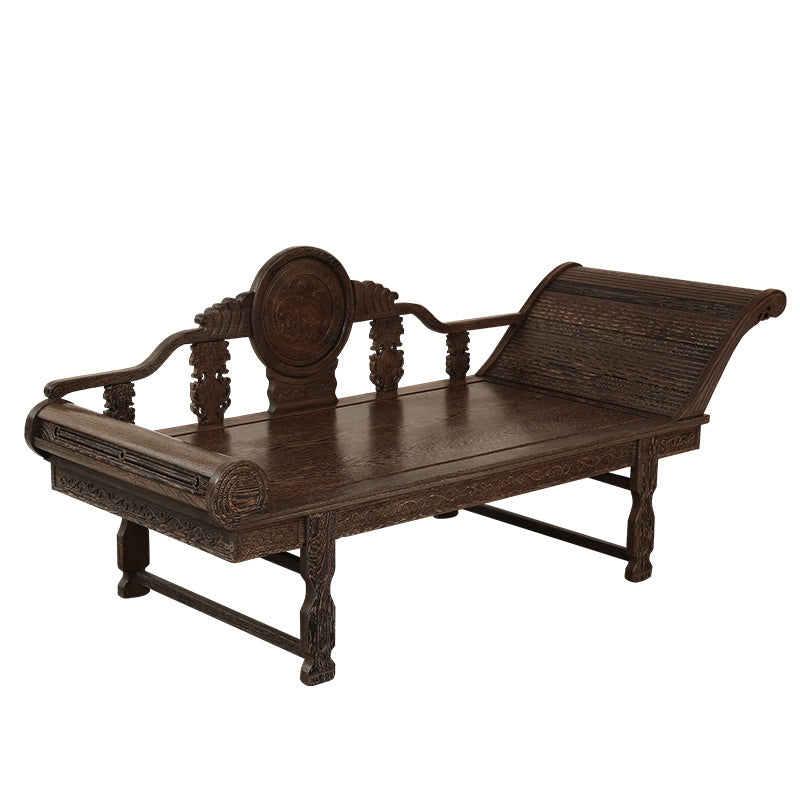 Traditional Espresso Solid Wood Chaise Lounge Couch with Round Arms Clearhalo 'Chairs & Seating' 'Chaise Lounge' 'chaise_lounge' 'furn' 'furn_chaise_lounge' 'Furniture' 'Living Room Furniture' 7822520