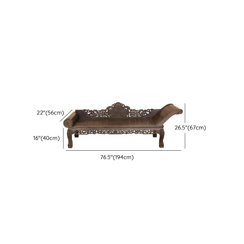 Traditional Espresso Solid Wood Chaise Lounge Couch with Round Arms Clearhalo 'Chairs & Seating' 'Chaise Lounge' 'chaise_lounge' 'furn' 'furn_chaise_lounge' 'Furniture' 'Living Room Furniture' 7822528