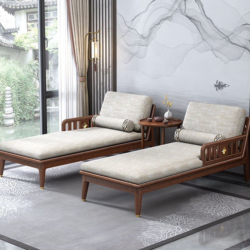 Walnut Slipcovered Cotton Blend Chaise Lounge Couch with Square Arms Clearhalo 'Chairs & Seating' 'Chaise Lounge' 'chaise_lounge' 'furn' 'furn_chaise_lounge' 'Furniture' 'Living Room Furniture' 7822529