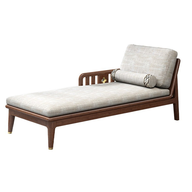 Walnut Slipcovered Cotton Blend Chaise Lounge Couch with Square Arms Right-Arm Chaise Clearhalo 'Chairs & Seating' 'Chaise Lounge' 'chaise_lounge' 'furn' 'furn_chaise_lounge' 'Furniture' 'Living Room Furniture' 7822530