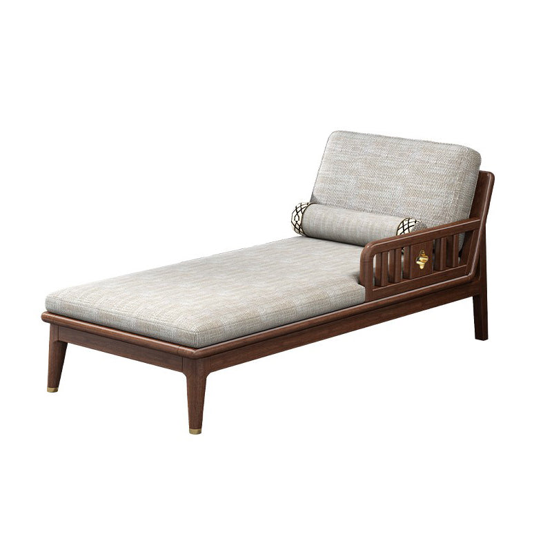 Walnut Slipcovered Cotton Blend Chaise Lounge Couch with Square Arms Left-Arm Chaise Clearhalo 'Chairs & Seating' 'Chaise Lounge' 'chaise_lounge' 'furn' 'furn_chaise_lounge' 'Furniture' 'Living Room Furniture' 7822531