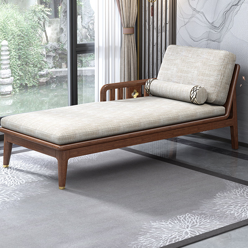 Walnut Slipcovered Cotton Blend Chaise Lounge Couch with Square Arms Clearhalo 'Chairs & Seating' 'Chaise Lounge' 'chaise_lounge' 'furn' 'furn_chaise_lounge' 'Furniture' 'Living Room Furniture' 7822533