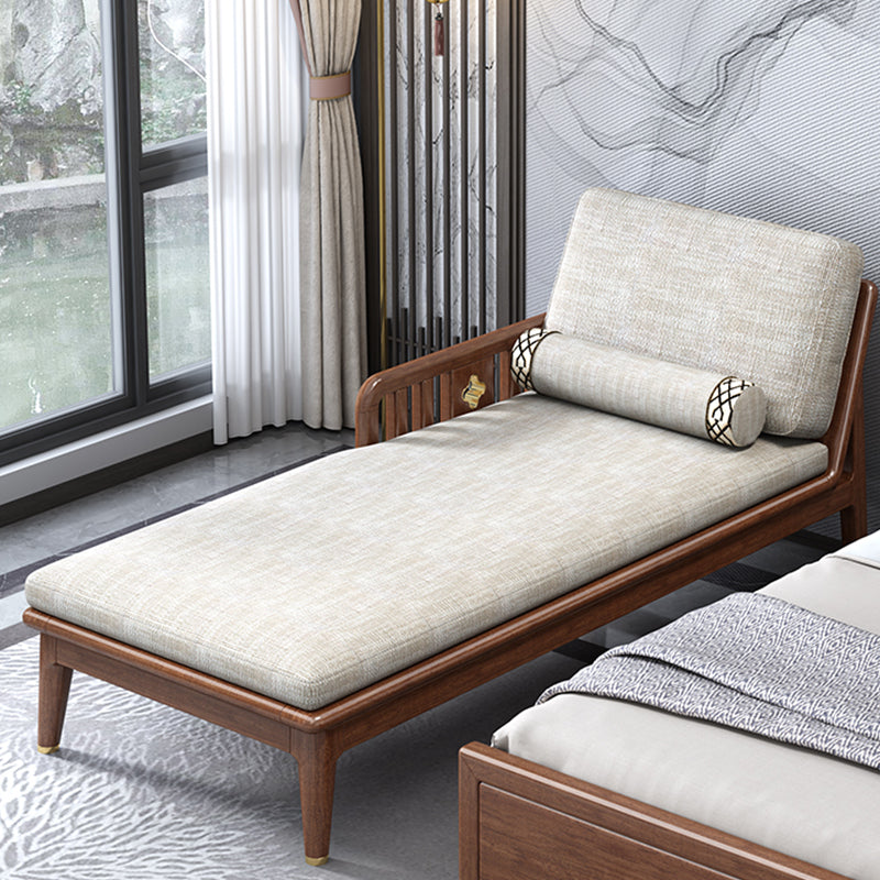 Walnut Slipcovered Cotton Blend Chaise Lounge Couch with Square Arms Clearhalo 'Chairs & Seating' 'Chaise Lounge' 'chaise_lounge' 'furn' 'furn_chaise_lounge' 'Furniture' 'Living Room Furniture' 7822534