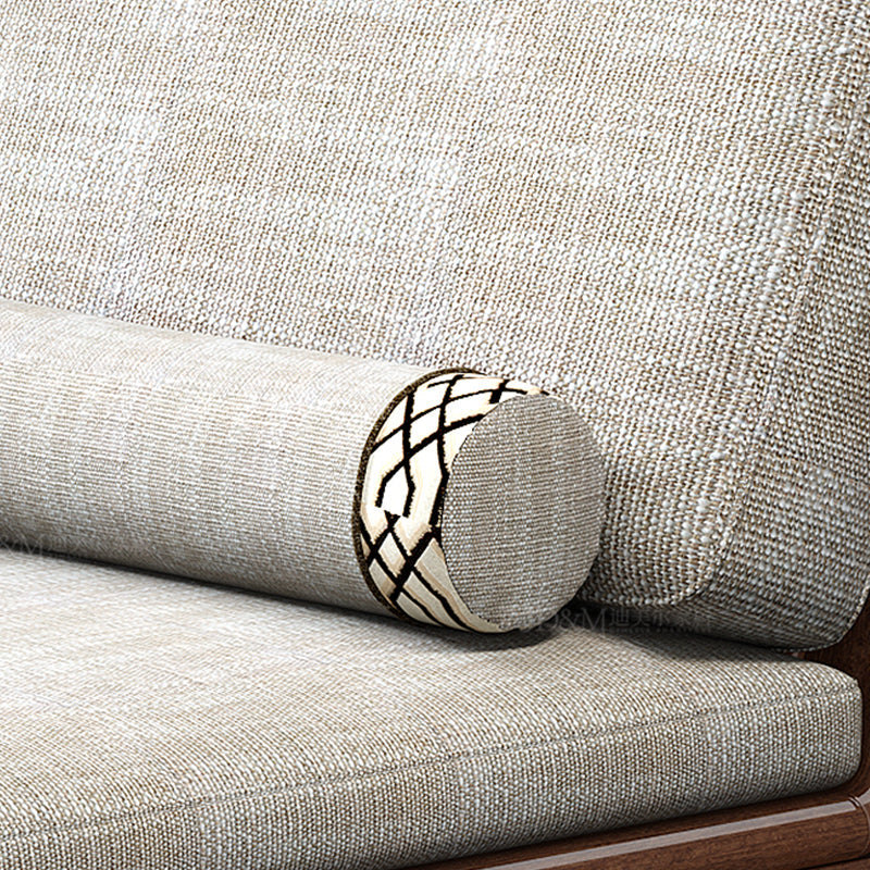 Walnut Slipcovered Cotton Blend Chaise Lounge Couch with Square Arms Clearhalo 'Chairs & Seating' 'Chaise Lounge' 'chaise_lounge' 'furn' 'furn_chaise_lounge' 'Furniture' 'Living Room Furniture' 7822538