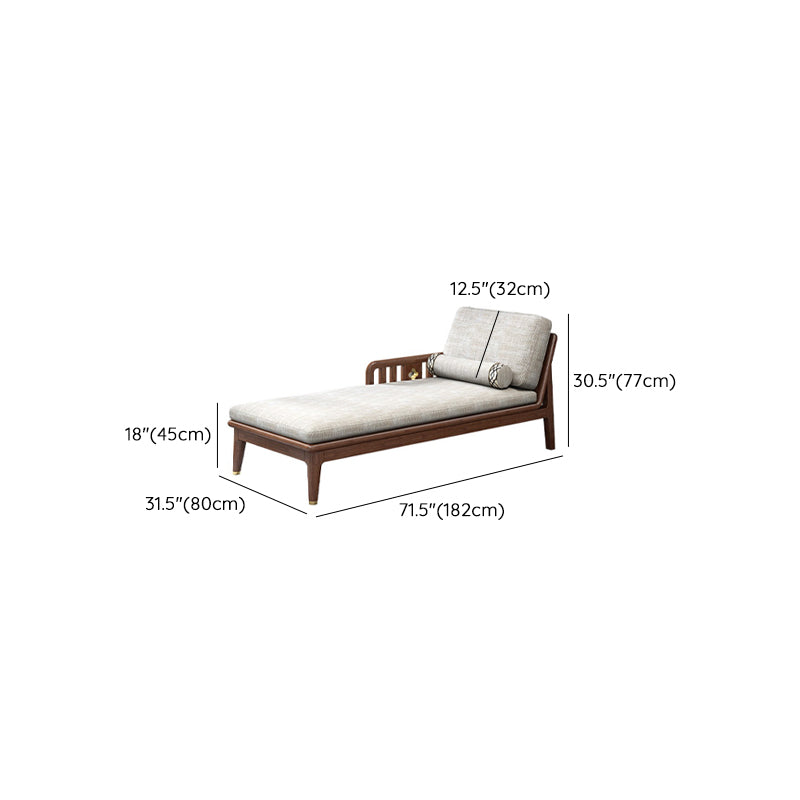Walnut Slipcovered Cotton Blend Chaise Lounge Couch with Square Arms Clearhalo 'Chairs & Seating' 'Chaise Lounge' 'chaise_lounge' 'furn' 'furn_chaise_lounge' 'Furniture' 'Living Room Furniture' 7822541