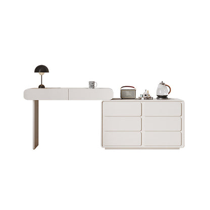 Tavolo da toeletta da toeletta a specchio illuminato moderno bianco a 6 cassetto