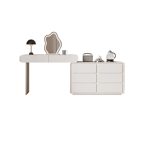 Tavolo da toeletta da toeletta a specchio illuminato moderno bianco a 6 cassetto