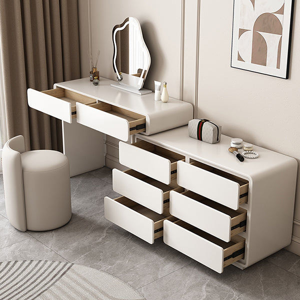 Tavolo da toeletta da toeletta a specchio illuminato moderno bianco a 6 cassetto