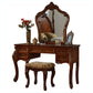 3-Piece Standing Brown Vanity Dressing Table Set with Makeup Table and Stool Clearhalo 'Bedroom Furniture' 'furn' 'furn_makeup_vanities' 'Furniture' 'Makeup Vanities' 'makeup_vanities' 7822624