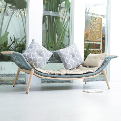 Modern Rattan with Arms Chaise Flared Arms with Legs for Bedroom Living Room Blue Clearhalo 'Chairs & Seating' 'Chaise Lounge' 'chaise_lounge' 'furn' 'furn_chaise_lounge' 'Furniture' 'Living Room Furniture' 7822629