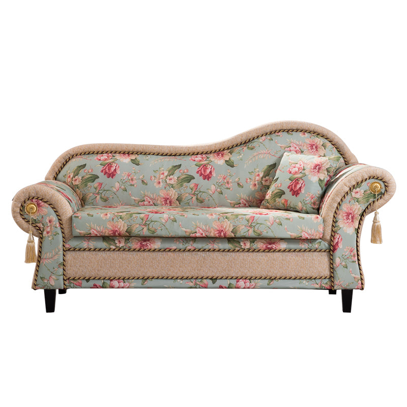 Floral with Arms Chaise Flared Arms with Legs for Bedroom Living Room Right-Arm Chaise Two Arms Clearhalo 'Chairs & Seating' 'Chaise Lounge' 'chaise_lounge' 'furn' 'furn_chaise_lounge' 'Furniture' 'Living Room Furniture' 7822638