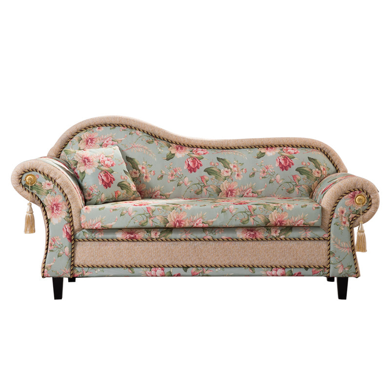 Floral with Arms Chaise Flared Arms with Legs for Bedroom Living Room Left-Arm Chaise Two Arms Clearhalo 'Chairs & Seating' 'Chaise Lounge' 'chaise_lounge' 'furn' 'furn_chaise_lounge' 'Furniture' 'Living Room Furniture' 7822639