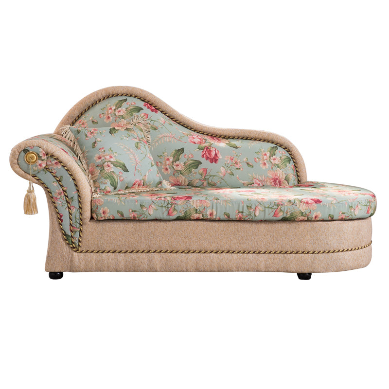 Floral with Arms Chaise Flared Arms with Legs for Bedroom Living Room Left-Arm Chaise One Arm Clearhalo 'Chairs & Seating' 'Chaise Lounge' 'chaise_lounge' 'furn' 'furn_chaise_lounge' 'Furniture' 'Living Room Furniture' 7822641