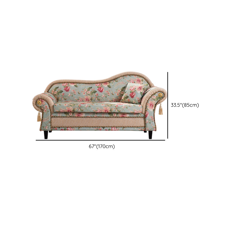 Floral with Arms Chaise Flared Arms with Legs for Bedroom Living Room Clearhalo 'Chairs & Seating' 'Chaise Lounge' 'chaise_lounge' 'furn' 'furn_chaise_lounge' 'Furniture' 'Living Room Furniture' 7822648