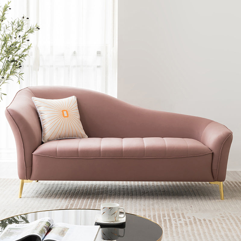 Glam with Arms Chaise Flared Arms with Legs for Bedroom Living Room Pink Left-Arm Chaise Clearhalo 'Chairs & Seating' 'Chaise Lounge' 'chaise_lounge' 'furn' 'furn_chaise_lounge' 'Furniture' 'Living Room Furniture' 7822651