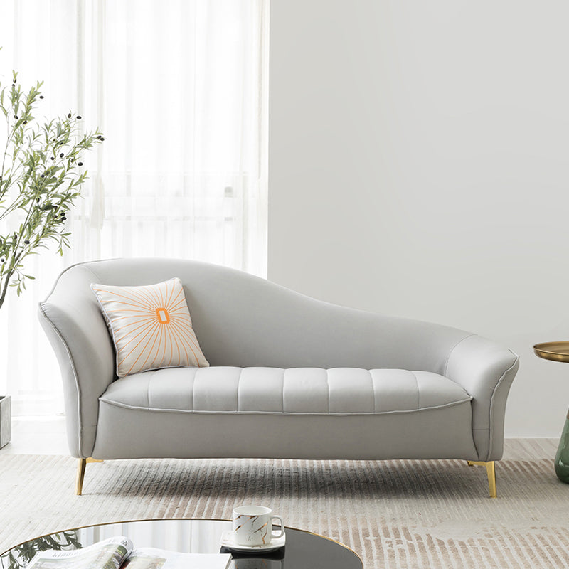 Glam with Arms Chaise Flared Arms with Legs for Bedroom Living Room Light Grey Left-Arm Chaise Clearhalo 'Chairs & Seating' 'Chaise Lounge' 'chaise_lounge' 'furn' 'furn_chaise_lounge' 'Furniture' 'Living Room Furniture' 7822654
