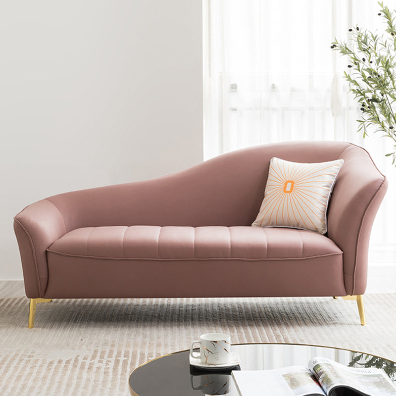 Glam with Arms Chaise Flared Arms with Legs for Bedroom Living Room Pink Right-Arm Chaise Clearhalo 'Chairs & Seating' 'Chaise Lounge' 'chaise_lounge' 'furn' 'furn_chaise_lounge' 'Furniture' 'Living Room Furniture' 7822655