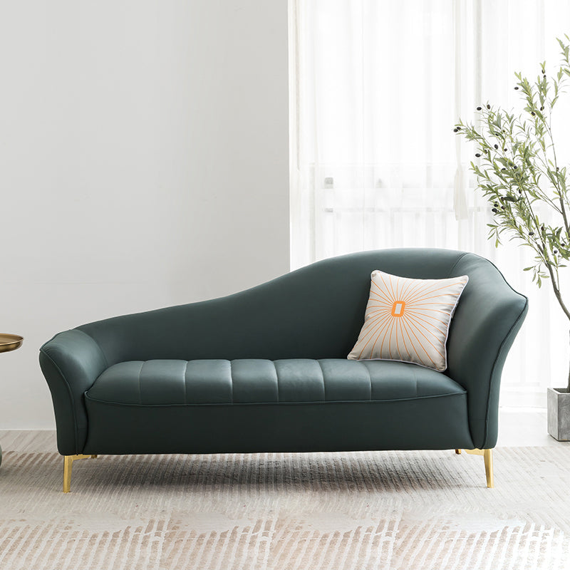 Glam with Arms Chaise Flared Arms with Legs for Bedroom Living Room Dark Green Right-Arm Chaise Clearhalo 'Chairs & Seating' 'Chaise Lounge' 'chaise_lounge' 'furn' 'furn_chaise_lounge' 'Furniture' 'Living Room Furniture' 7822657