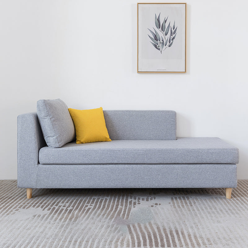 Wood One Armed Scandinavian Chaise Square Arms with Legs for Living Room Cotton and Linen Left-Arm Chaise Clearhalo 'Chairs & Seating' 'Chaise Lounge' 'chaise_lounge' 'furn' 'furn_chaise_lounge' 'Furniture' 'Living Room Furniture' 7822709