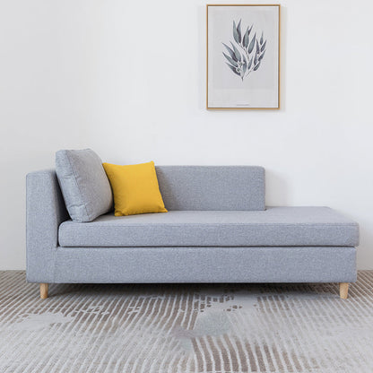 Wood One Armed Scandinavian Chaise Square Arms with Legs for Living Room Cotton and Linen Left-Arm Chaise Clearhalo 'Chairs & Seating' 'Chaise Lounge' 'chaise_lounge' 'furn' 'furn_chaise_lounge' 'Furniture' 'Living Room Furniture' 7822709