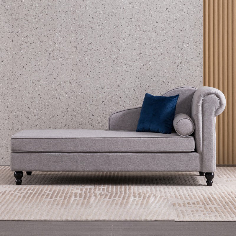 Wood One Armed Contemporary Chaise Rolled Arms with Legs for Living Room Light Grey Right-Arm Chaise Clearhalo 'Chairs & Seating' 'Chaise Lounge' 'chaise_lounge' 'furn' 'furn_chaise_lounge' 'Furniture' 'Living Room Furniture' 7822731