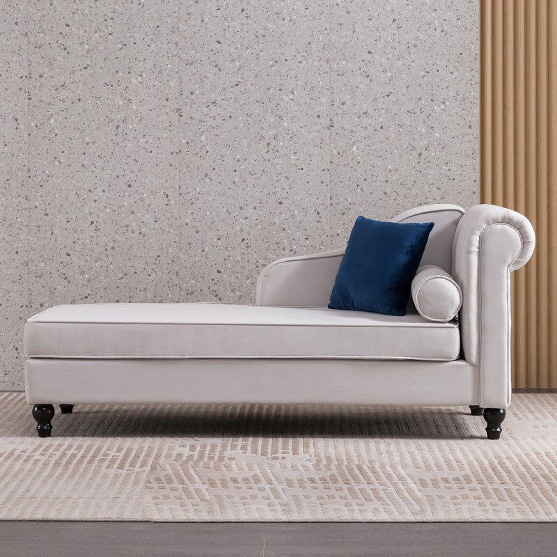 Wood One Armed Contemporary Chaise Rolled Arms with Legs for Living Room Beige Right-Arm Chaise Clearhalo 'Chairs & Seating' 'Chaise Lounge' 'chaise_lounge' 'furn' 'furn_chaise_lounge' 'Furniture' 'Living Room Furniture' 7822733