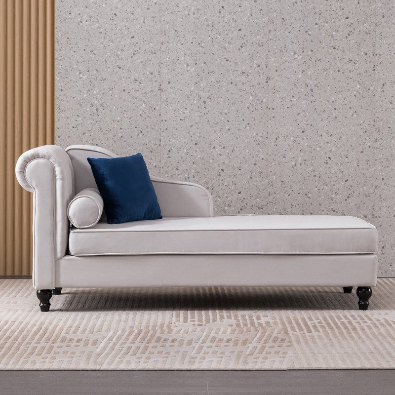 Wood One Armed Contemporary Chaise Rolled Arms with Legs for Living Room Beige Left-Arm Chaise Clearhalo 'Chairs & Seating' 'Chaise Lounge' 'chaise_lounge' 'furn' 'furn_chaise_lounge' 'Furniture' 'Living Room Furniture' 7822735