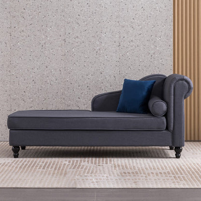 Wood One Armed Contemporary Chaise Rolled Arms with Legs for Living Room Dark Gray Right-Arm Chaise Clearhalo 'Chairs & Seating' 'Chaise Lounge' 'chaise_lounge' 'furn' 'furn_chaise_lounge' 'Furniture' 'Living Room Furniture' 7822736