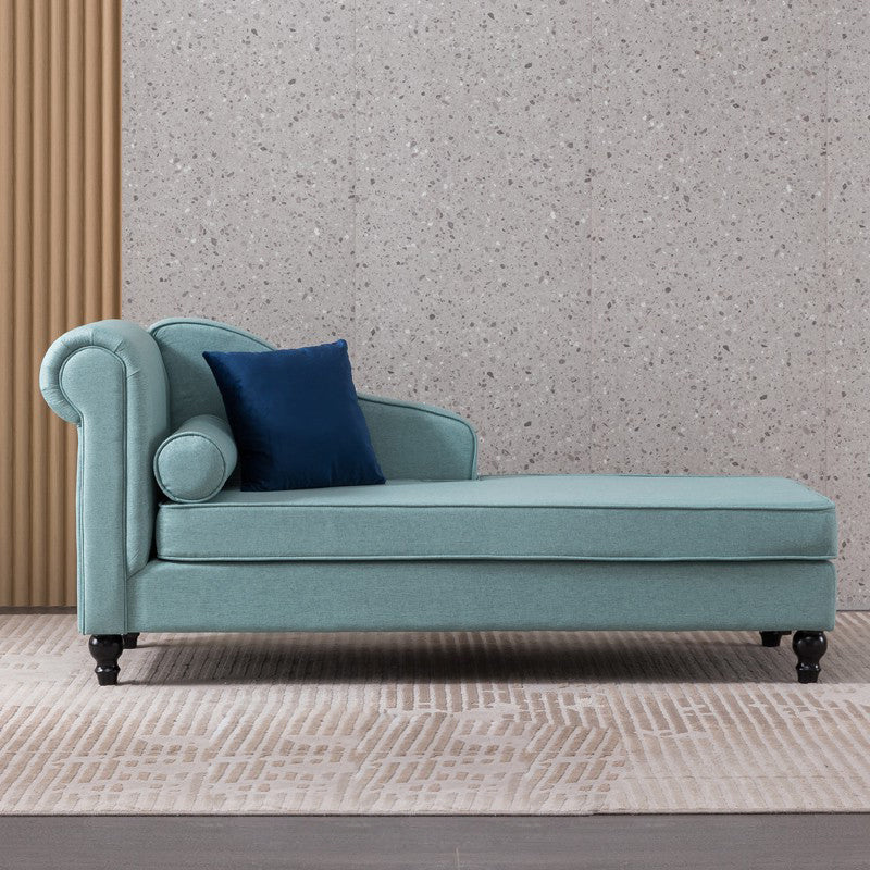Wood One Armed Contemporary Chaise Rolled Arms with Legs for Living Room Blue Left-Arm Chaise Clearhalo 'Chairs & Seating' 'Chaise Lounge' 'chaise_lounge' 'furn' 'furn_chaise_lounge' 'Furniture' 'Living Room Furniture' 7822737