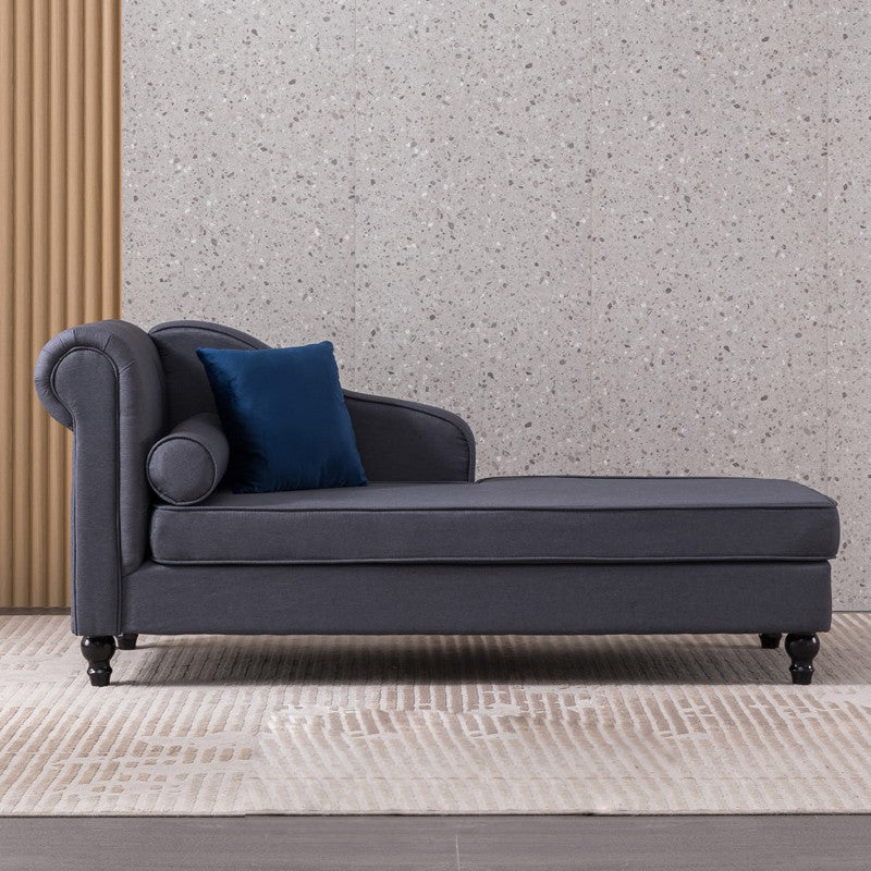 Wood One Armed Contemporary Chaise Rolled Arms with Legs for Living Room Dark Gray Left-Arm Chaise Clearhalo 'Chairs & Seating' 'Chaise Lounge' 'chaise_lounge' 'furn' 'furn_chaise_lounge' 'Furniture' 'Living Room Furniture' 7822739