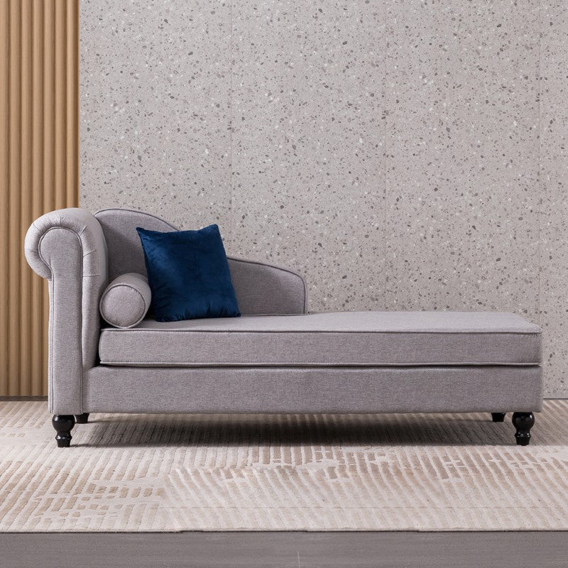 Wood One Armed Contemporary Chaise Rolled Arms with Legs for Living Room Light Grey Left-Arm Chaise Clearhalo 'Chairs & Seating' 'Chaise Lounge' 'chaise_lounge' 'furn' 'furn_chaise_lounge' 'Furniture' 'Living Room Furniture' 7822741