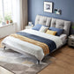 Letto standard grigio da 40,55 "con materasso con headboard rivestito
