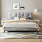 Letto standard grigio da 40,55 "con materasso con headboard rivestito