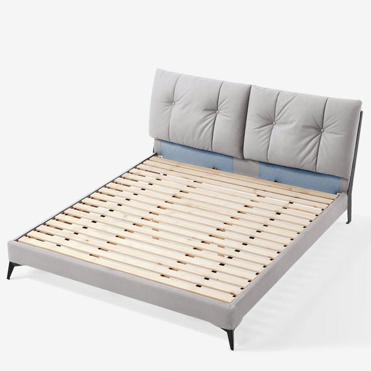 Letto standard grigio da 40,55 "con materasso con headboard rivestito